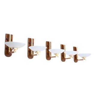 Art Deco Wall Lamps, Poland, 1950s, Set of 5 For Sale