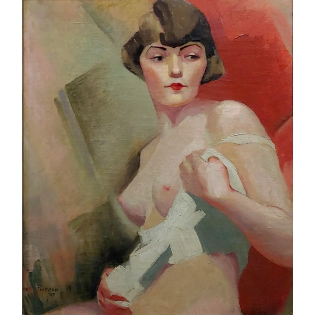Reva Jackman student of André Lhote 1927 Cubist Portrait of a Nude Female-Oil painting oil painting on canvas -Signed and...