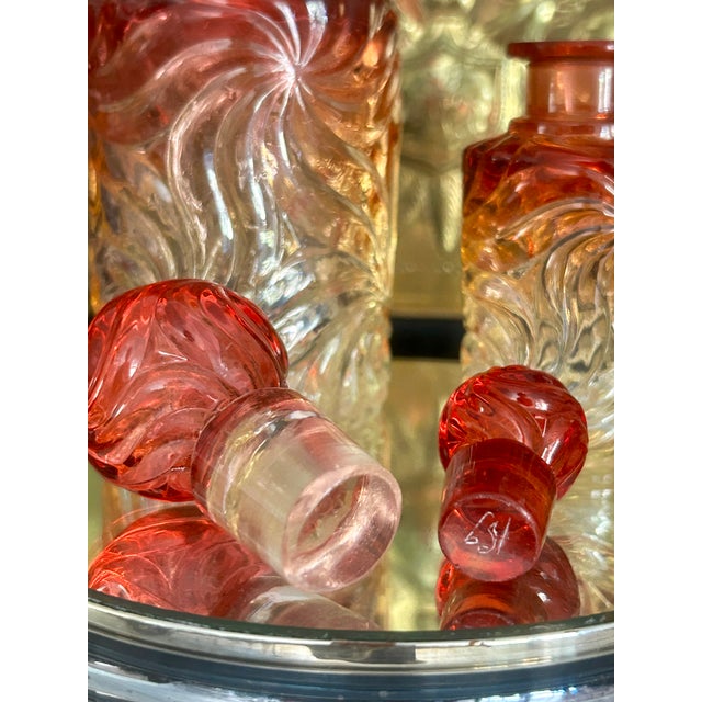 French Antique Baccarat Rose Tienté Pinwheel Perfume Bottles – Set of 2 For Sale - Image 3 of 4