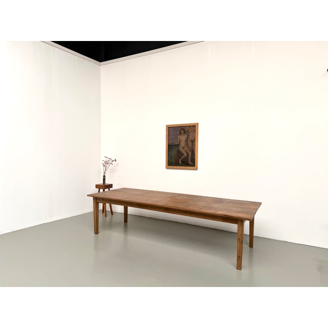 Brown Very Large Oak Farmhouse Table, 1950s For Sale - Image 8 of 18