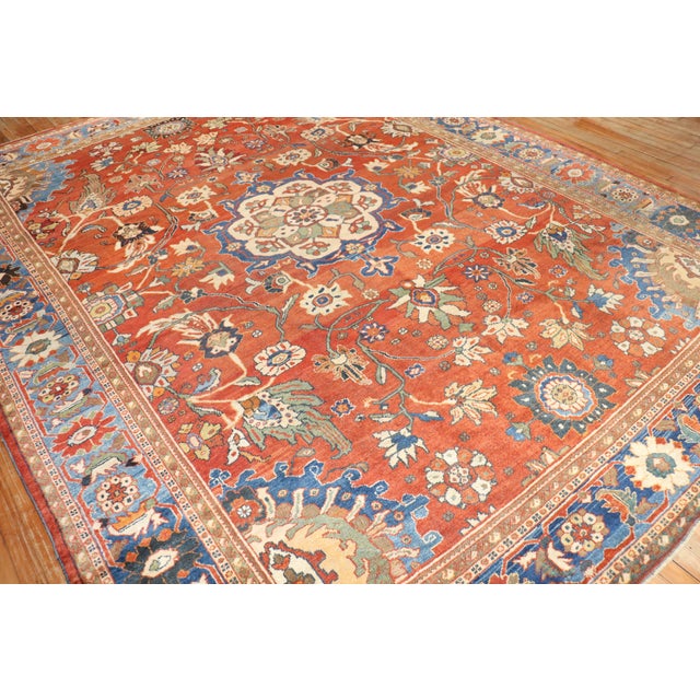 An antique Persian Mahal Sultanabad room-size square decorative rug from the 1st quarter of the 20th century Measures:...