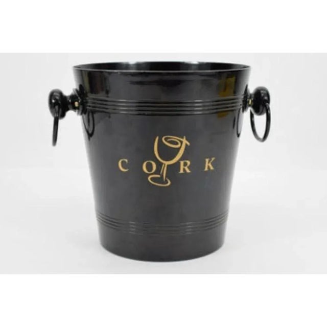 1980s Cork Night Club Black Aluminum Ice Bucket For Sale - Image 5 of 5