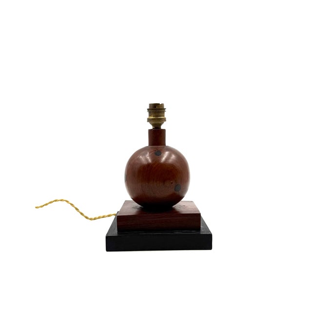 Vintage French Art Deco Wood Table Lamp, 1930s For Sale - Image 3 of 12