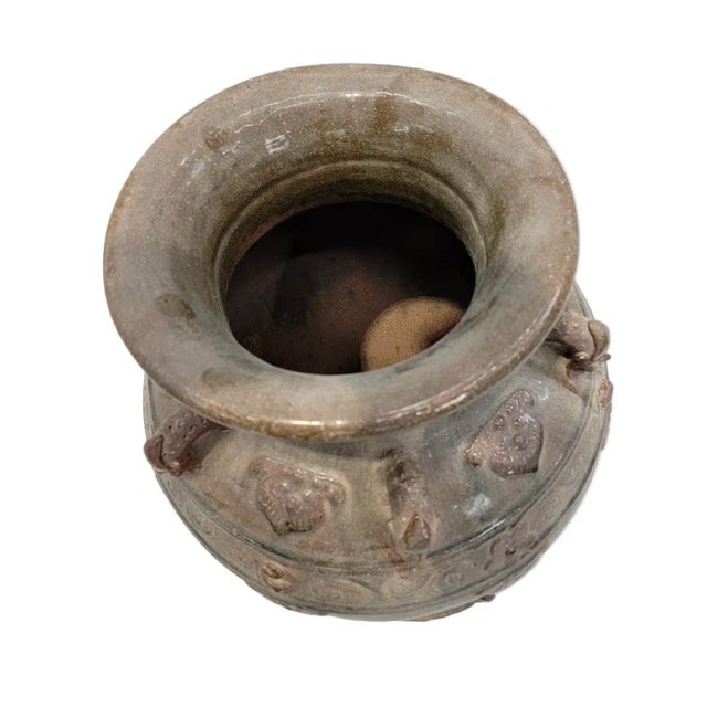 Antique Decorated Brown-Glazed Mataban Jar Vase For Sale - Image 4 of 6