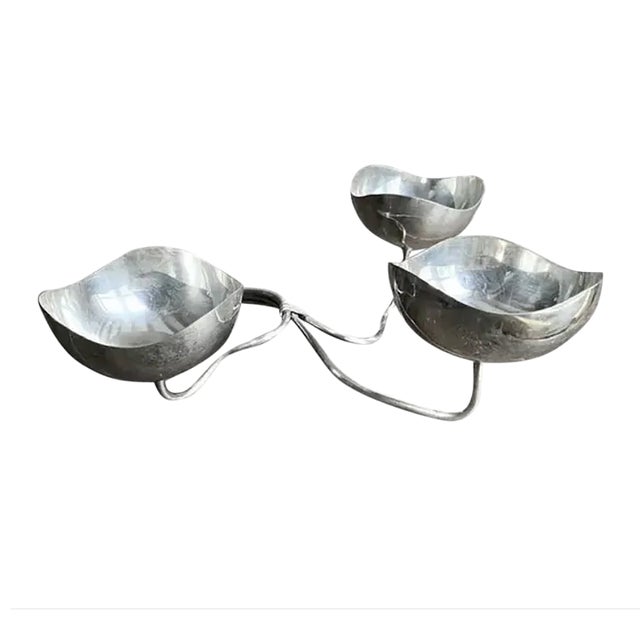 Vintage Mid Century Danish Silver Serving Dishes, Signed Denmark 349 For Sale