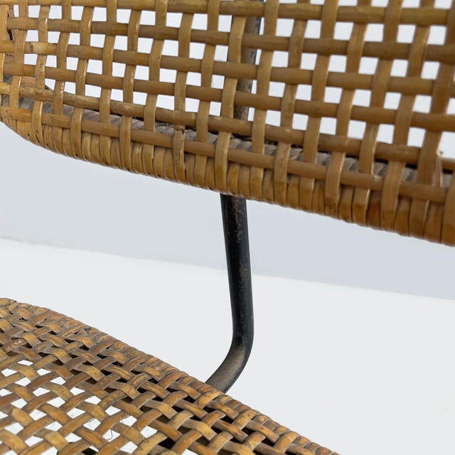 Italian Modern Rattan and Black Metal Chairs, 1960s, Set of 6 For Sale - Image 8 of 13