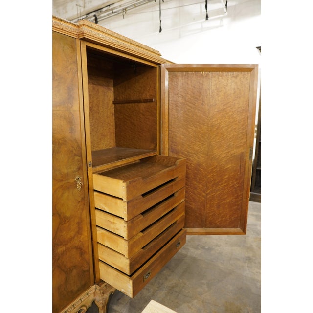 Antique French Rococo Revival Triple Wardrobe Armoire For Sale - Image 11 of 14