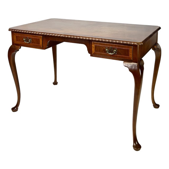 Late 20th Century Baker Furniture Chippendale Style Walnut Writing Desk For Sale