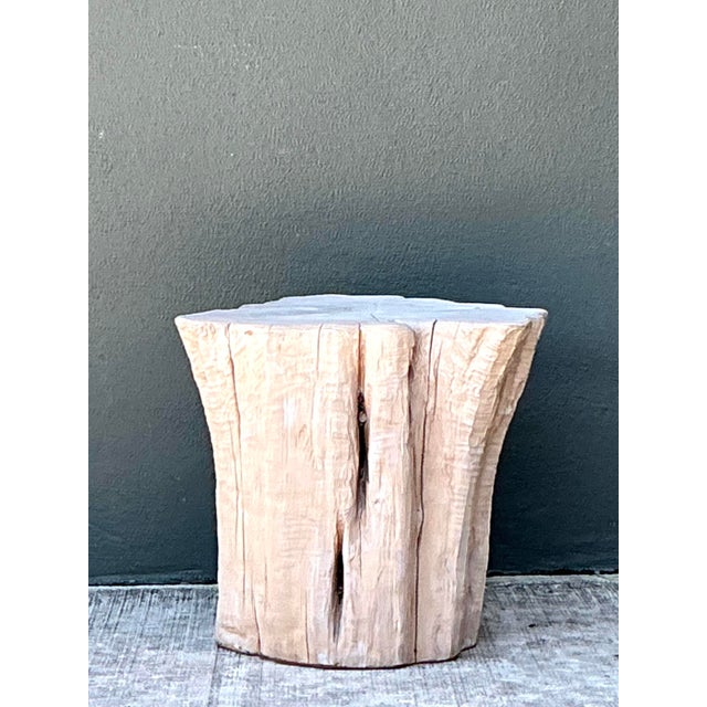 Vintage Natural Wood Stump Accent Table For Sale - Image 11 of 12