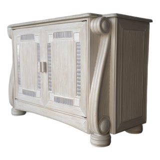 Vintage Coastal Reeded Bamboo Buffet Cabinet For Sale
