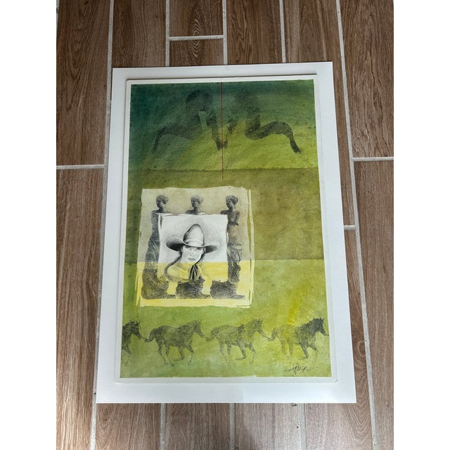 Surreal Green Equine and Portrait Painting by Mike Tabor For Sale - Image 4 of 6