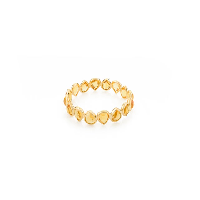 Metal Natural Citrine Stackable Eternity Band Ring Size 5 in 18k Yellow Gold For Sale - Image 7 of 11