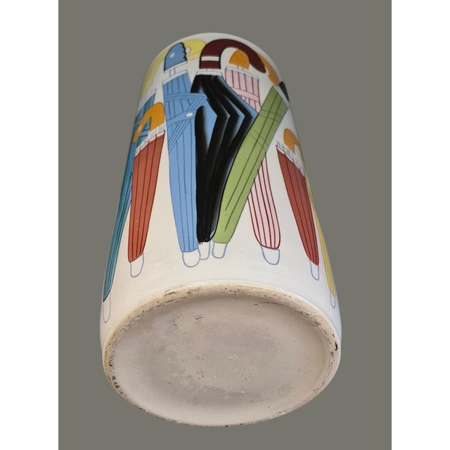 Vintage Whimsical Painted Colorful Ceramic Umbrellas Design Umbrella Stand For Sale - Image 6 of 8