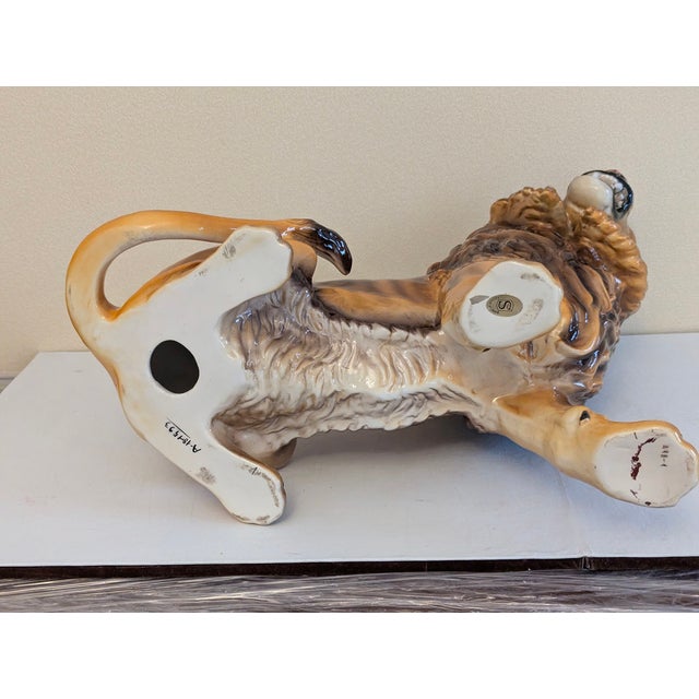 Gold Italian Favaro Cecchetto Life Size, Hand Painted, Mid 20th Century Ceramic Lion Figure For Sale - Image 8 of 10