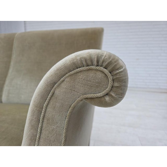 1960s Danish 3-Seater Sofa in Light Green Velour, 1960s For Sale - Image 5 of 18