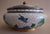 Early 20th century lidded cloisonné round box. Brass body with white clouds, decorated with colorful blue bird and yellow...