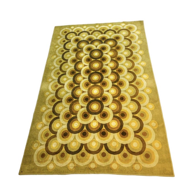 Textile Mid-Century Yellow Rug by Ferenc Fekete, 1970s For Sale - Image 7 of 7