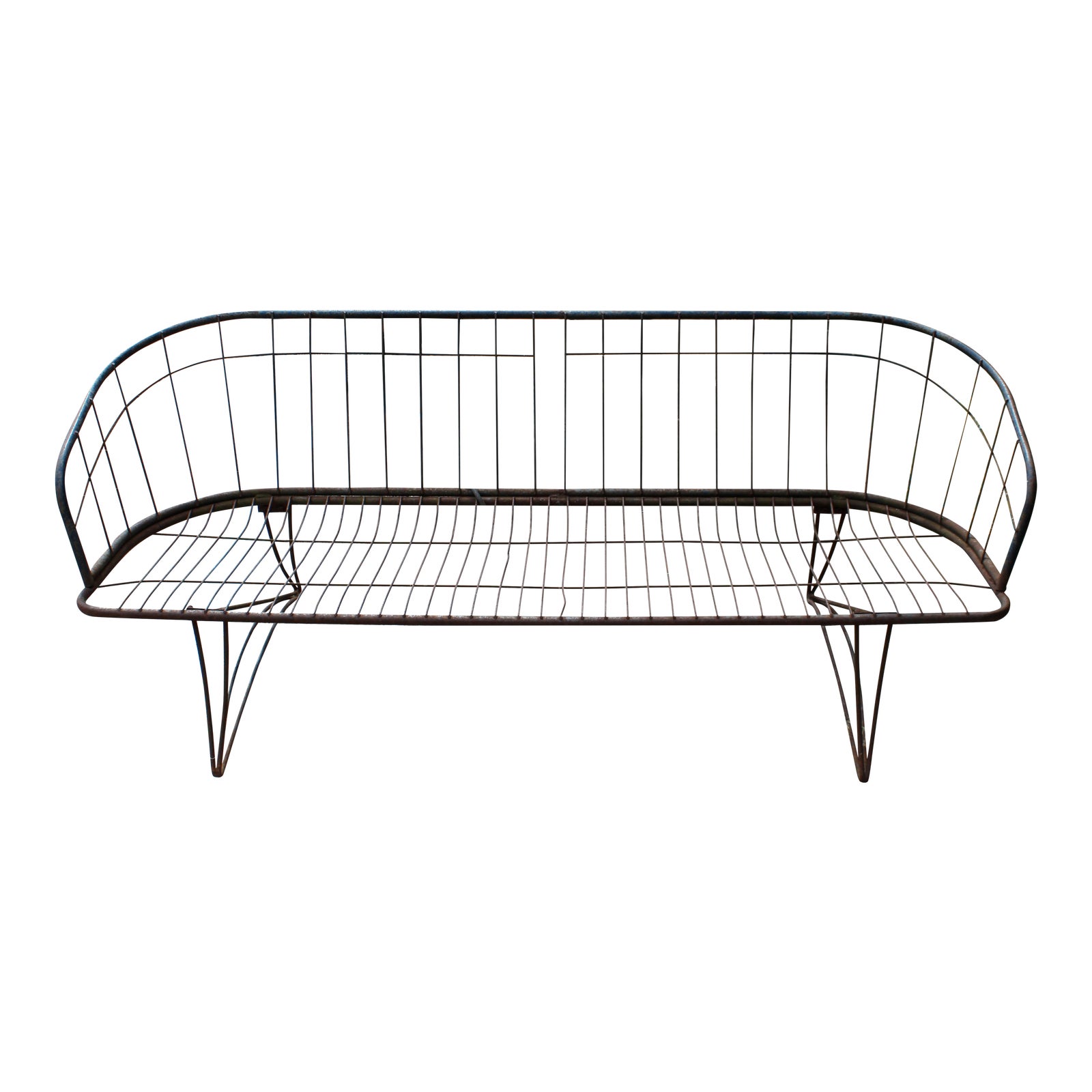 Mid Century Modern Curved Iron Patio Bench Settee Woodard Era 1960s Chairish