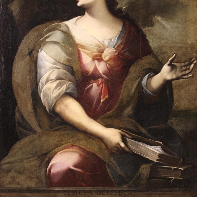 Italian Artist, The Delphic Sibyl and the Cumaean Sibyl, 1670, Oil on Canvases, Framed, Set of 2 For Sale - Image 15 of 16