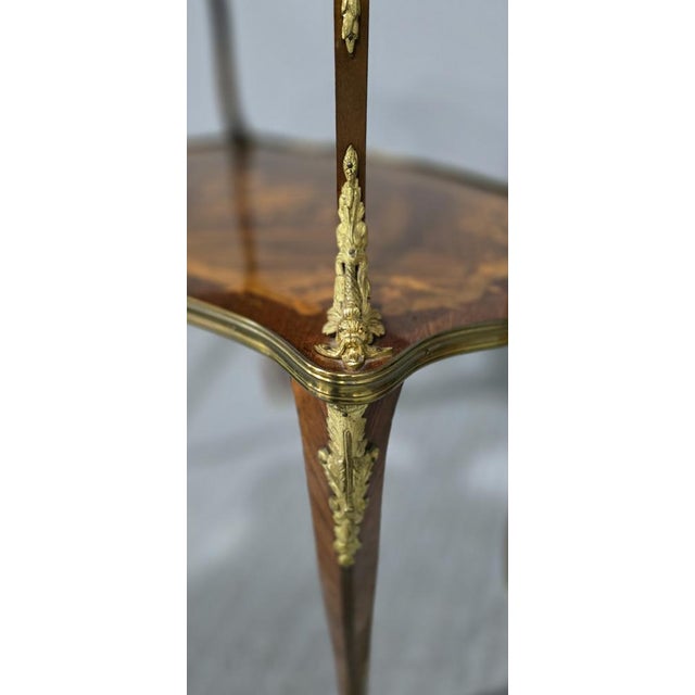 Brown French Marquetry Etagere Two Tier Table, 1880 For Sale - Image 8 of 14