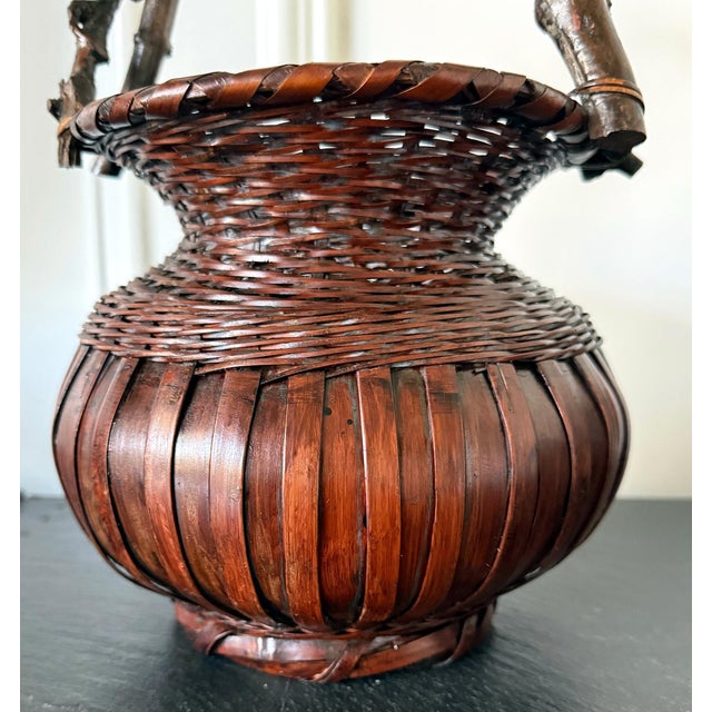 Japanese Bamboo Basket Ikebana Meiji Period For Sale - Image 12 of 12