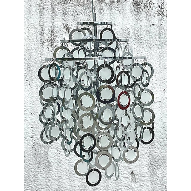Metal Vintage Midcentury Verner Panton Rings Chandelier For Sale - Image 7 of 8