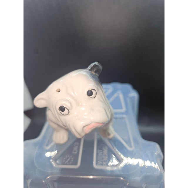Mid-Century Modern Vintage White Bulldog With Spots Puppy Figurine Dog, Japan For Sale - Image 3 of 7
