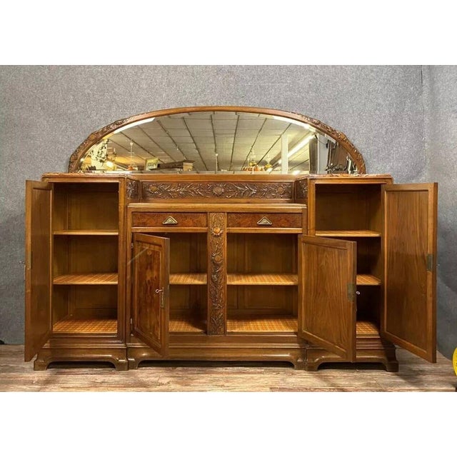 Art Nouveau Style Credenza in Walnut and Burl Wood, 1900 For Sale - Image 4 of 7