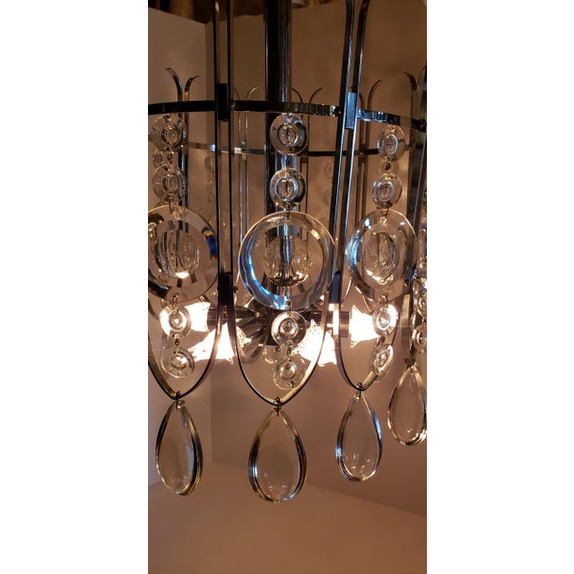 Metal Gaetano Sciolari Chrome and Crystal Chandilier For Sale - Image 7 of 12