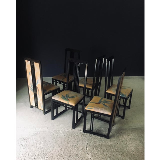 Black Postmodern Galaxy Dining Chairs by Umberto Asnago for Giorgetti, Italy, 1980s, Set of 6 For Sale - Image 8 of 18