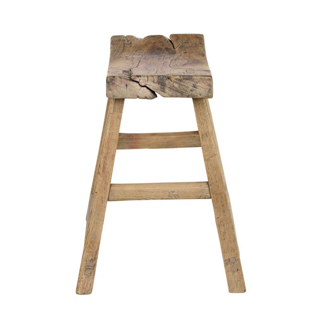 Antique Rustic Chinese Hardwood Stool, 1890 For Sale - Image 4 of 6