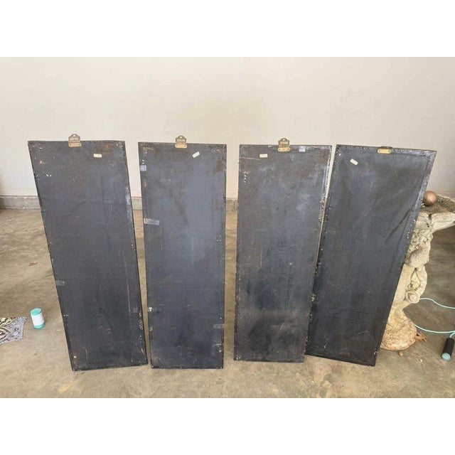 Vintage Chinoiserie Red & Black Lacquer Wall Panels With Iridescent Mother-of-Pearl Inlay - Set of 4 For Sale In Atlanta - Image 6 of 6