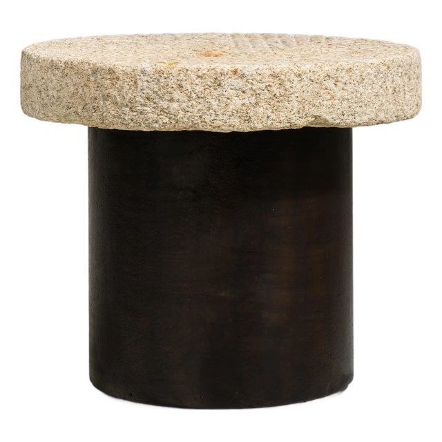Iron Side Table with Stone Top, Antique, China, Early 20th Century For Sale