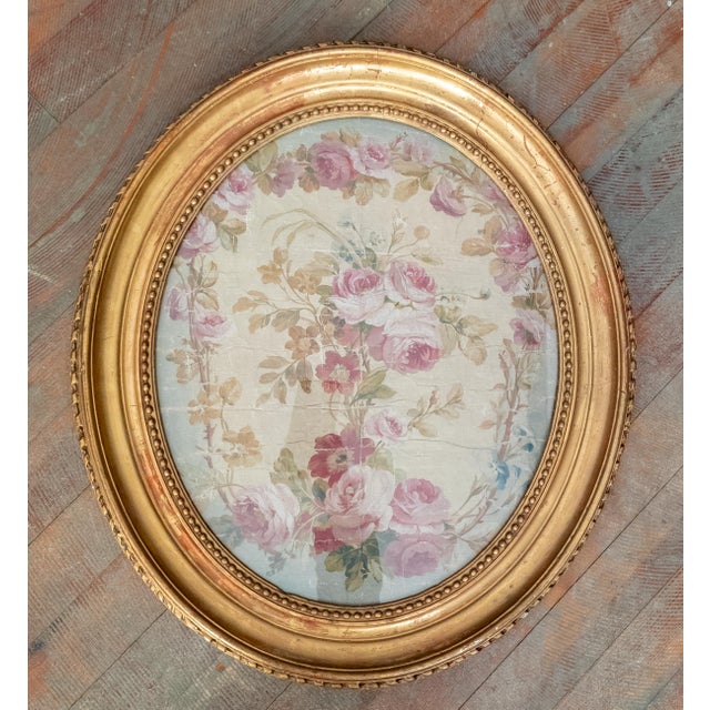 We are selling this stunning French floral painting. This oil on canvas painting features roses and another red flower in...