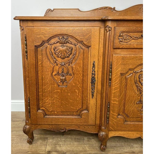 Vintage Louis French Oak Four Door Cupboard For Sale - Image 4 of 17