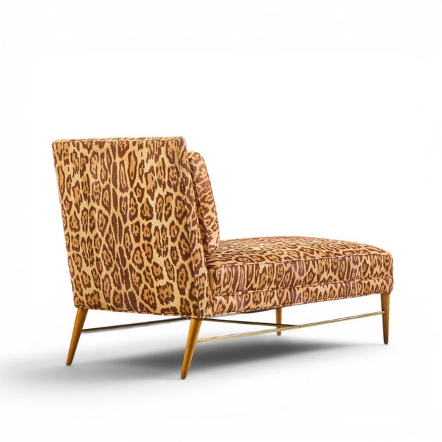 Wood Paul McCobb for Calvin Mid Century Walnut and Brass Chaise Lounge For Sale - Image 7 of 9