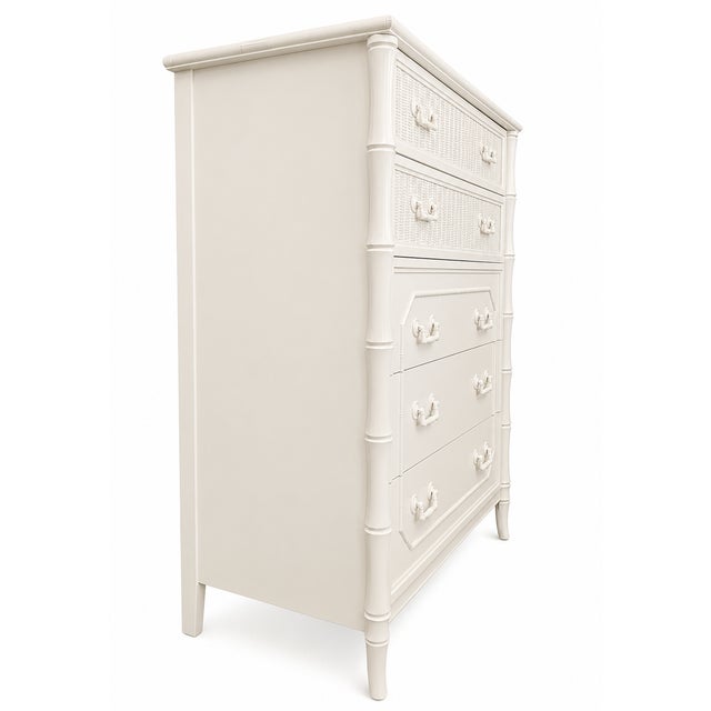 Vintage Lenoir House by Broyhill Faux Bamboo High Chest Dresser For Sale In West Palm - Image 6 of 10