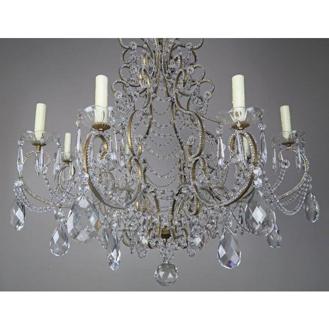 French Crystal Beaded 8-Arm Chandelier, 20th Century For Sale - Image 4 of 10