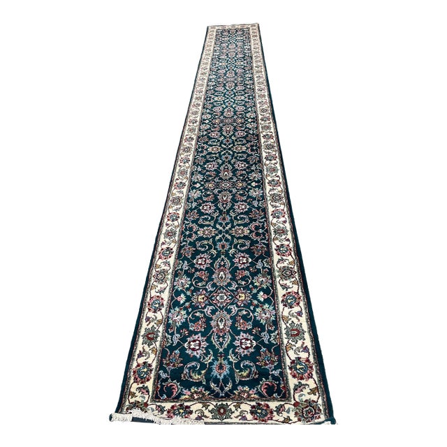 1990s Handwoven Persian Design Indian Rug - 2'6" X 16'8" For Sale