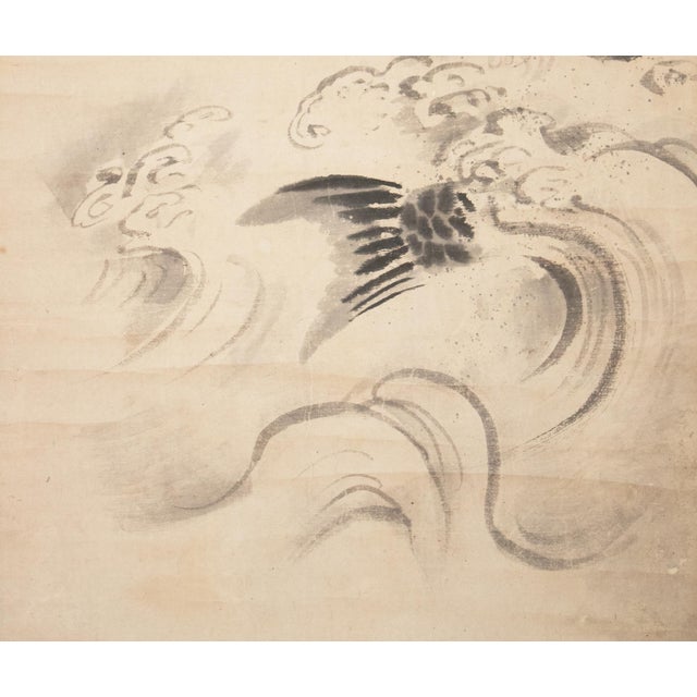 Gray "Carp Leaping", Early Showa Era Japanese Monochrome Scroll Painting For Sale - Image 8 of 15