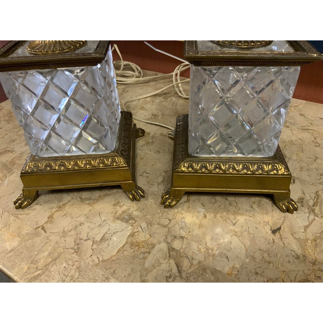 20th Century Neoclassical Style Pair of Crystal Lamps For Sale - Image 9 of 12