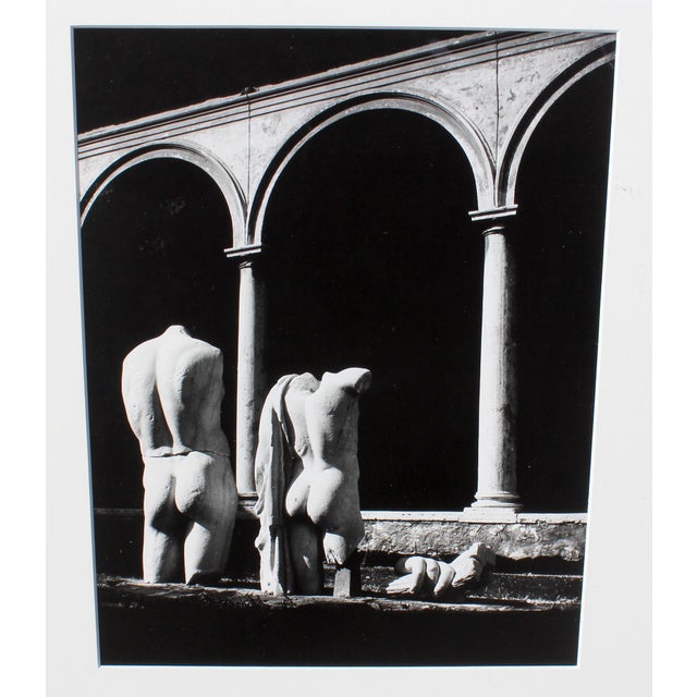 Mid-Century Modern Black and White Photographs of Classical Male Nude Sculpture Set of Three For Sale - Image 3 of 3