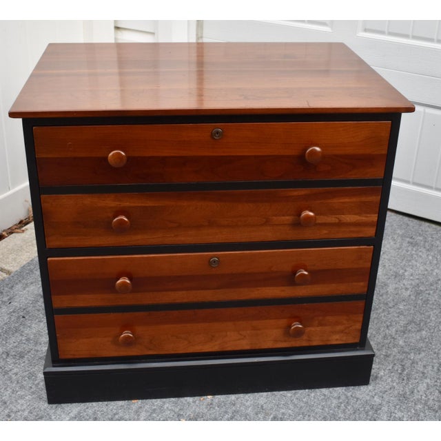 Vintage (1980's) Lateral File Cabinet Made by Ethan Allen. Two Tone Finish. Black and Cherry The Wood is Cherry Wood....