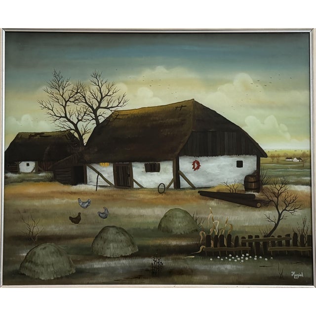 Zlatko Huzjak, Landscape Composition, 1980s, Oil Painting on Glass, Framed For Sale - Image 3 of 8