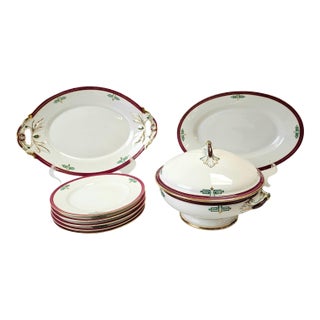 Antique Richard Briggs Boston Neoclassical Dessert Service With Gold Gilt Eight-Piece Set For Sale