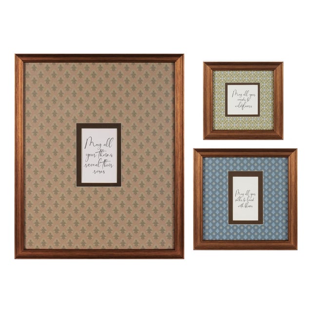 Framed Floral Proverb Wall Art (Set of 3) For Sale