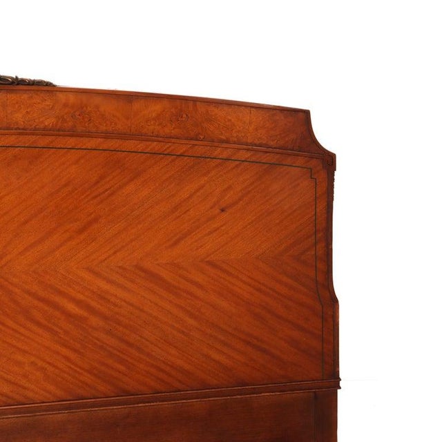 Antique Neoclassical Satinwood Double Bed With Hand Painted Swags C1930 For Sale - Image 14 of 15