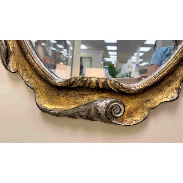 Wood Hollywood Regency Carved Giltwood Mirror Attr to Dorothy Draper For Sale - Image 7 of 9