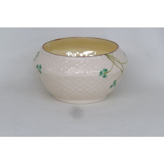 Belleek Ireland Porcelain Shamrock Pattern Cream Yellow Luster Sugar Bowl 4685b For Sale - Image 12 of 14