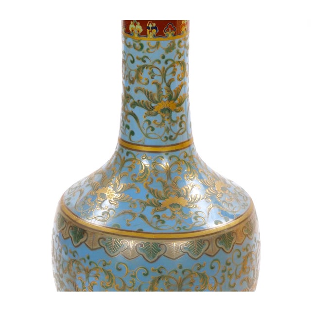 Mid-Century Modern Italian Blue Tapestry-Design Porcelain Table Lamps – Pair For Sale - Image 4 of 11